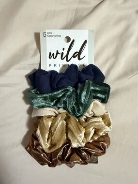 Others Follow Velvet & Satin Scrunchie Set - Navy, Green, Cream, Gold, Brown